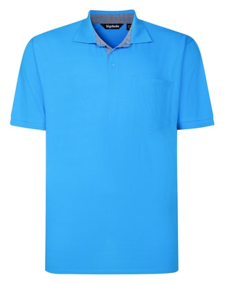 Bigdude Striped Textured Polo Shirt Bright Blue